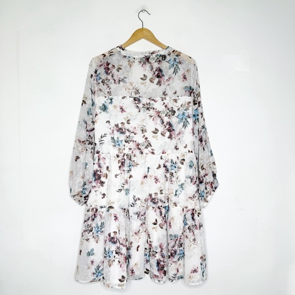 Torrid Ivory Floral Chiffon Clip Dot Skater Dress Size 2X - Picture 2 of 7